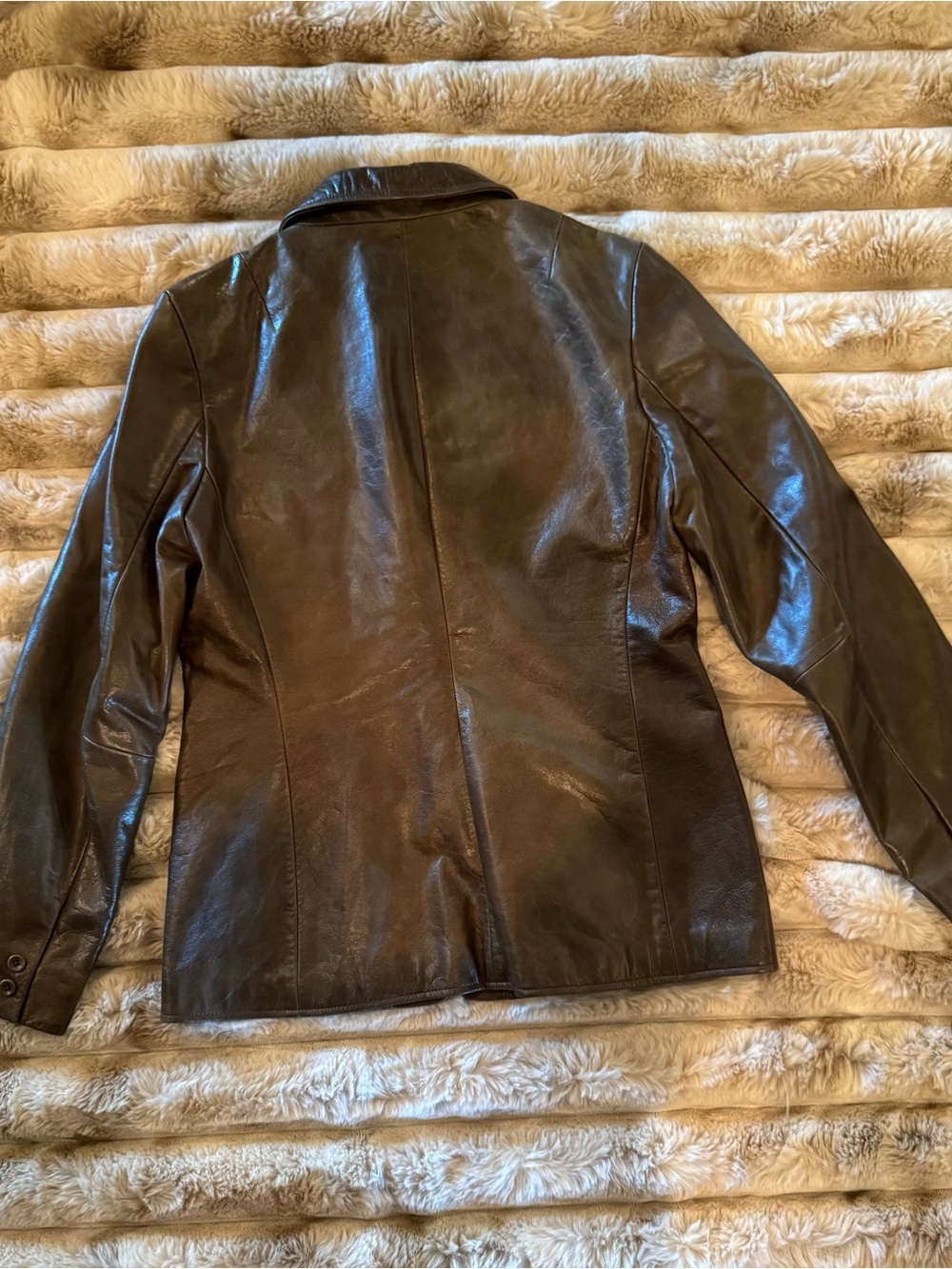 GAP Women's Dark Olive Green Leather 2-Button Blazer - Picture 6 of 11